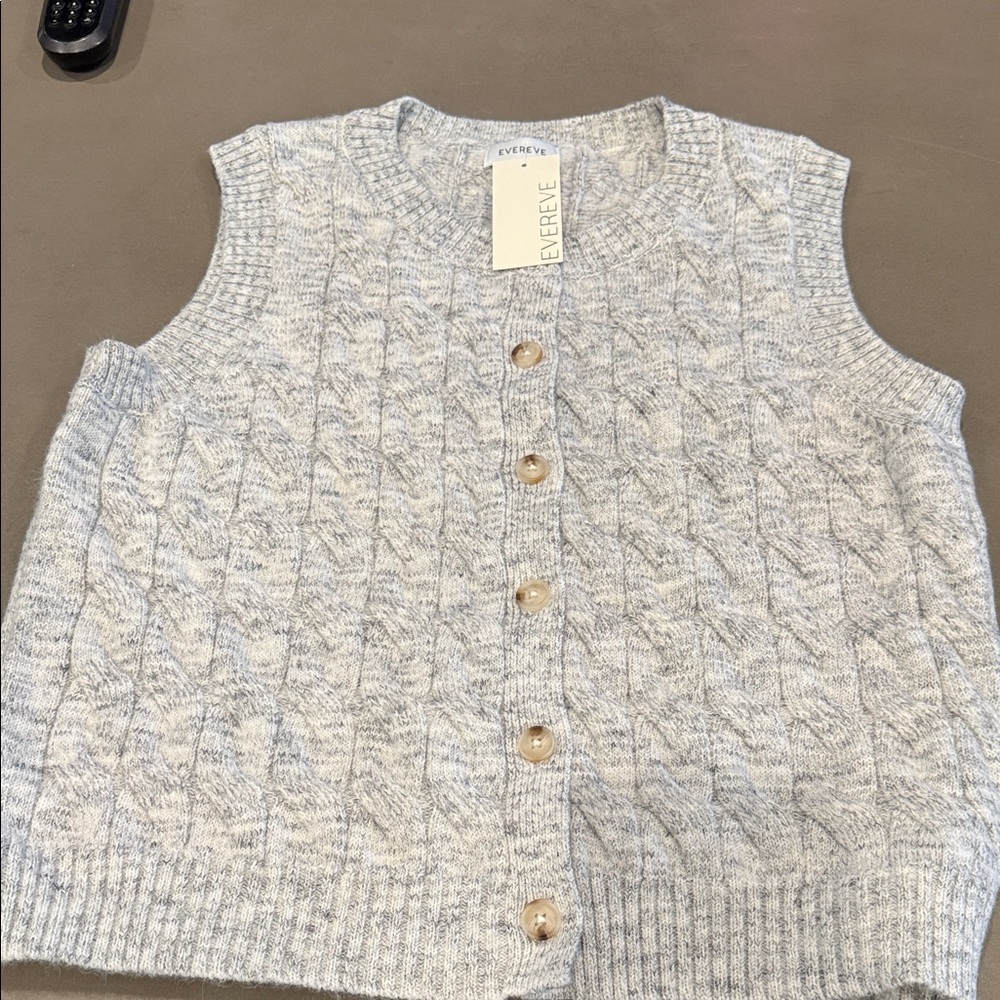 Evereve Light Gray Cable Knit Sweater Vest